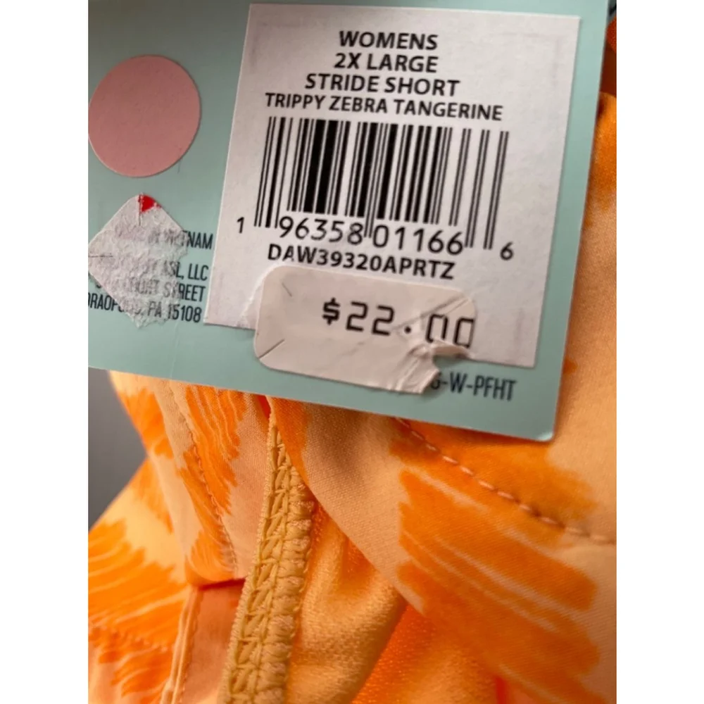 Women's DSG Orange Zebra Print Athletic Shorts 2XL NWT